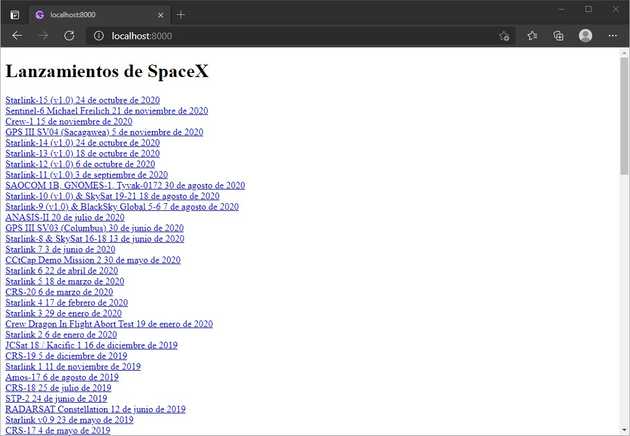 Lanzamientos de Spacex en el index